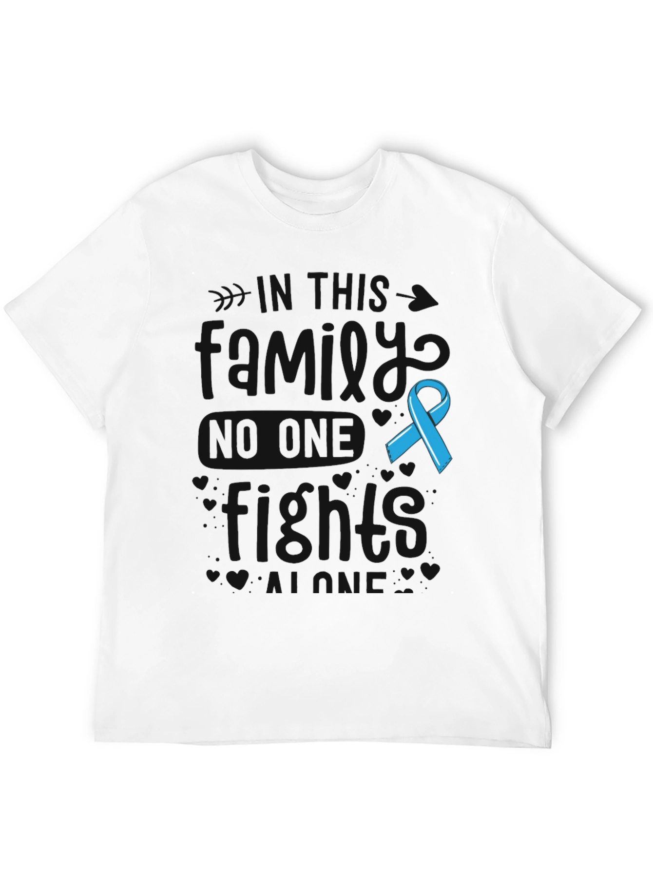 Camiseta Negra Con Cinta Azul de Concientización