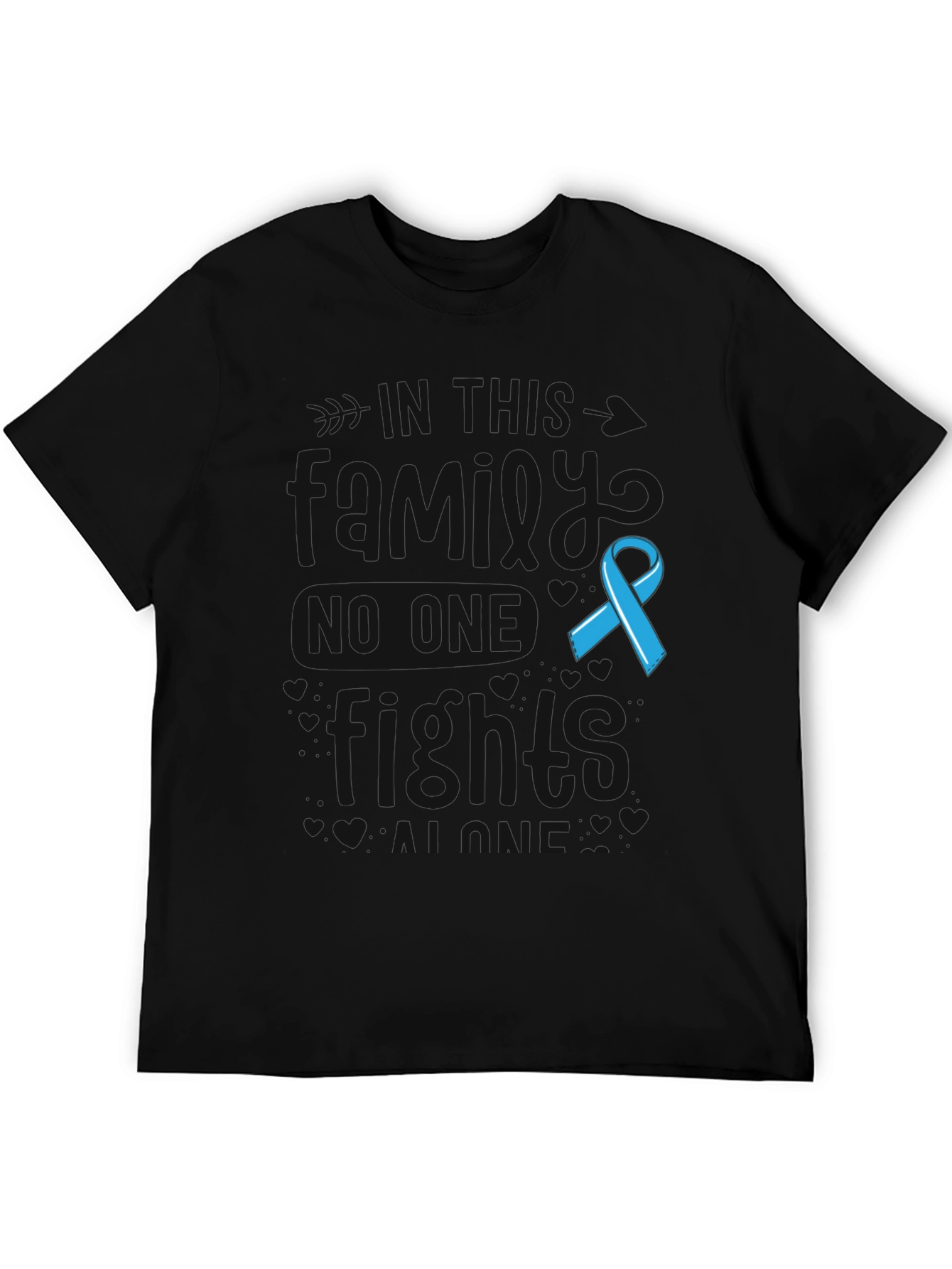 Camiseta Negra Con Cinta Azul de Concientización