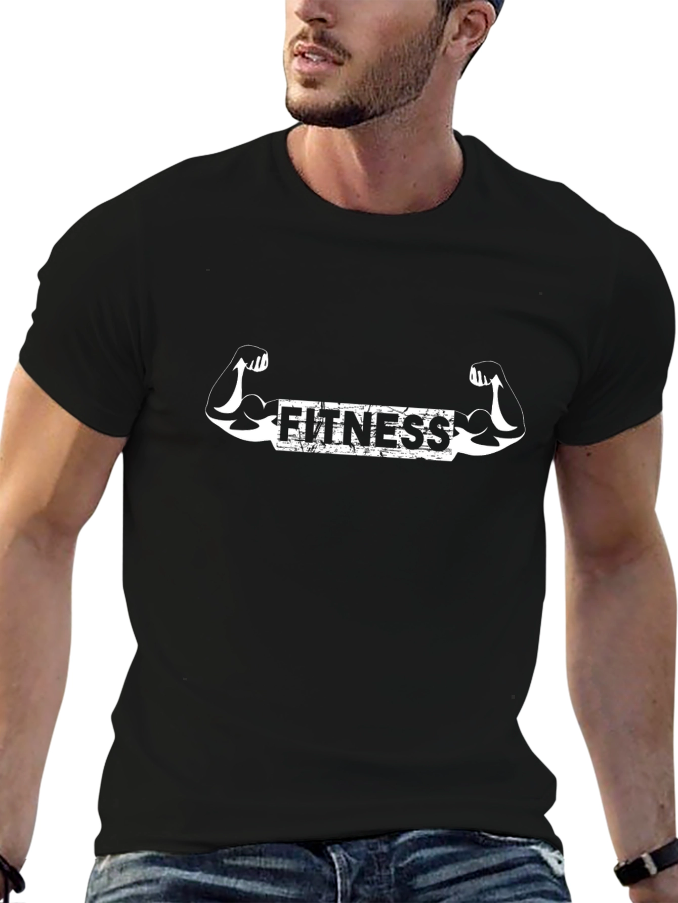 Camiseta Fitness Negra para Hombre - Diseño Musculoso