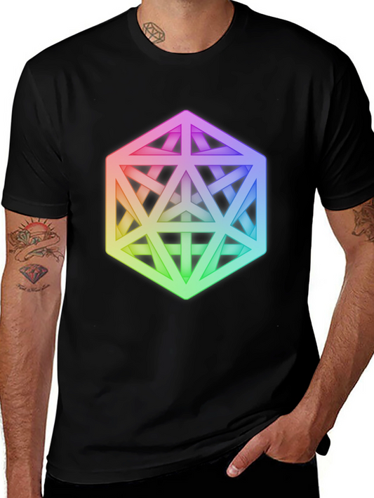 Camiseta Negra con Diseño Geométrico Abstracto