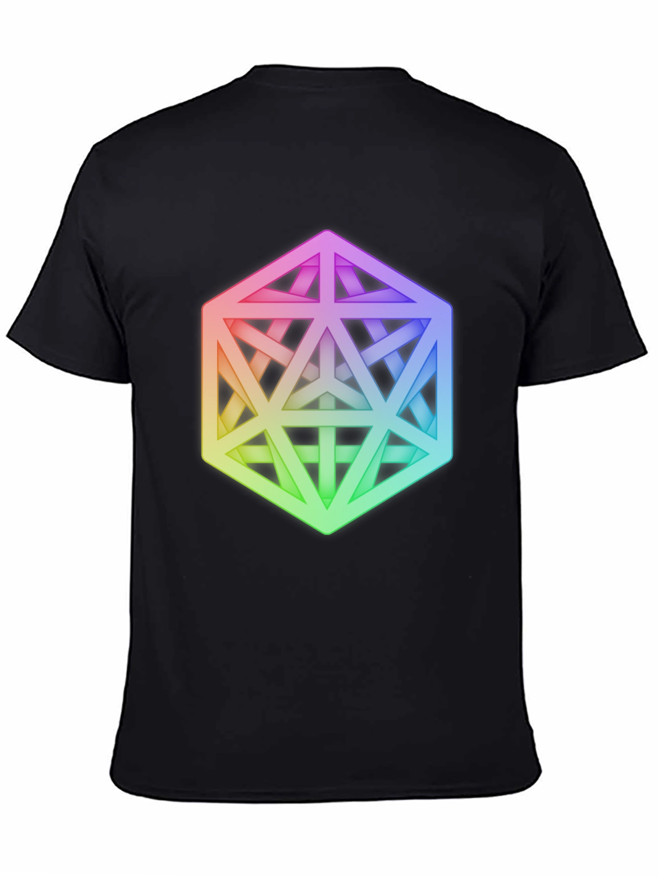 Camiseta Negra con Diseño Geométrico Abstracto