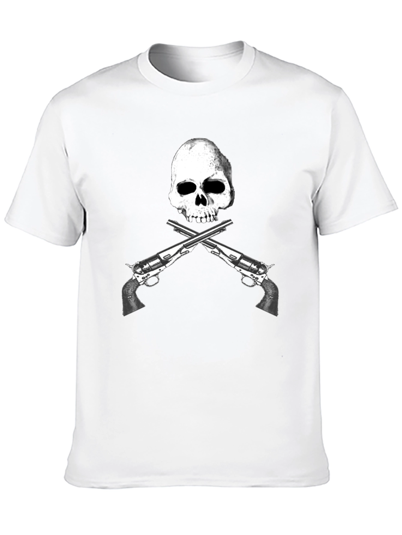 Camiseta Negra Calavera y Pistolas Cruzadas - Diseño Único