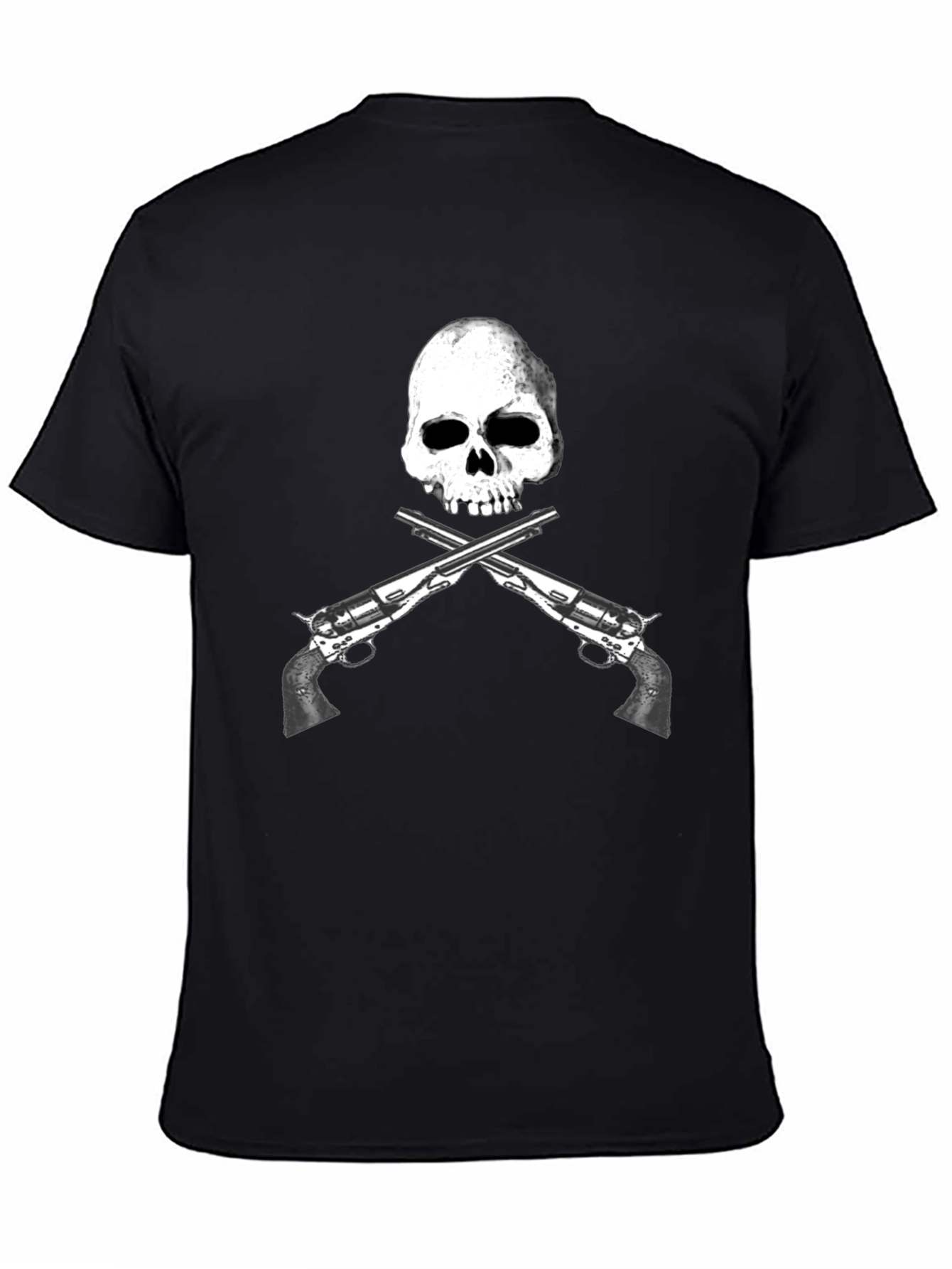 Camiseta Negra Calavera y Pistolas Cruzadas - Diseño Único