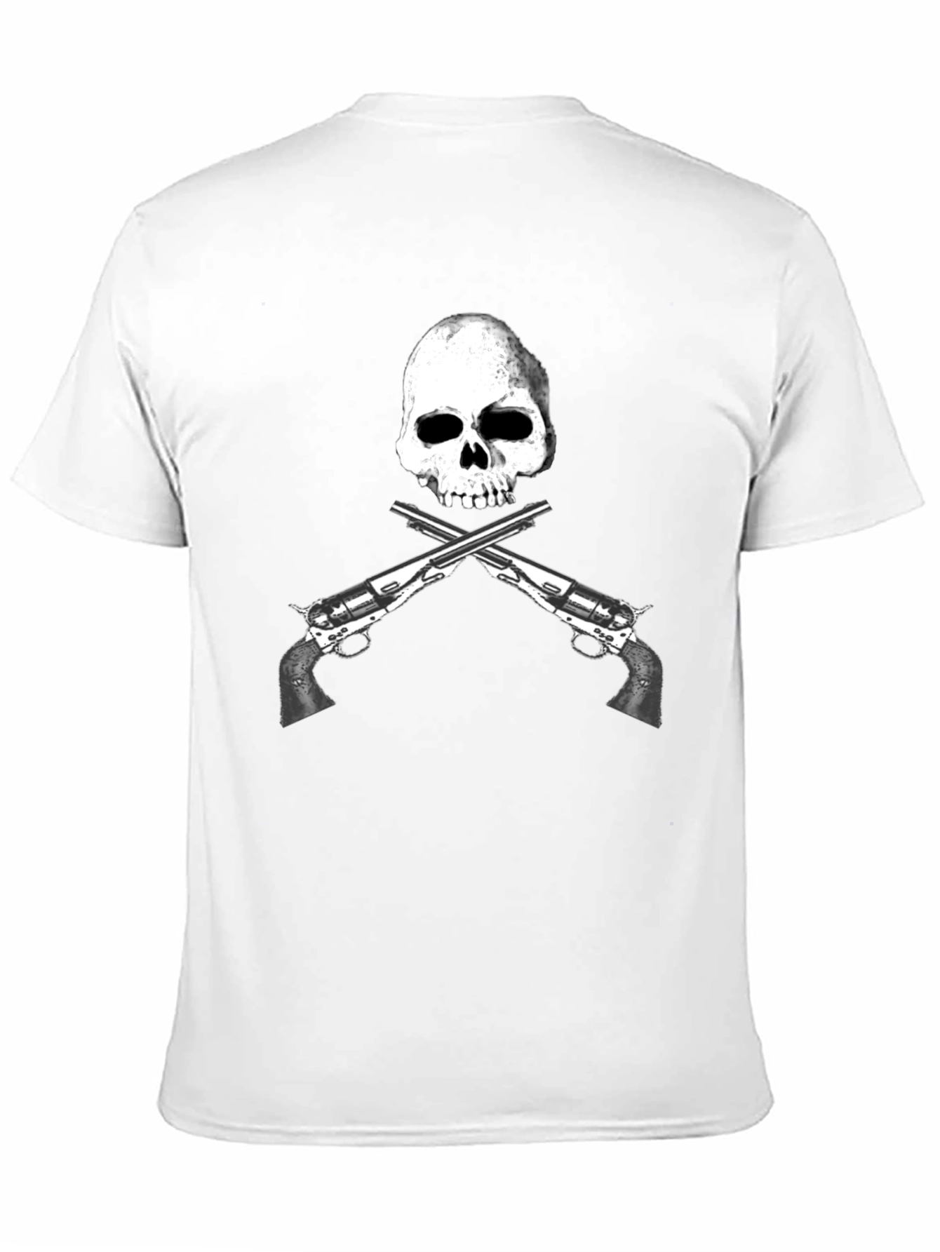 Camiseta Negra Calavera y Pistolas Cruzadas - Diseño Único