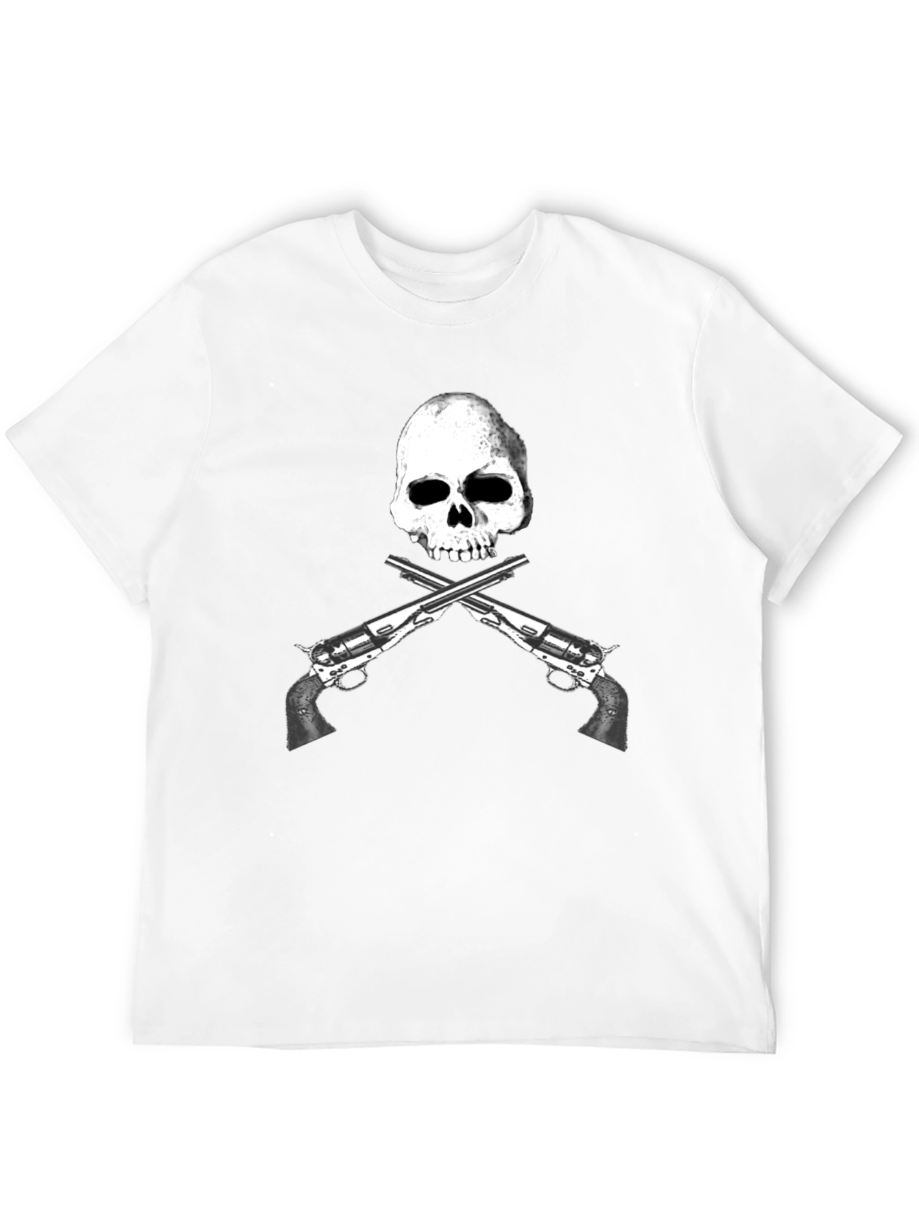Camiseta Negra Calavera y Pistolas Cruzadas - Diseño Único
