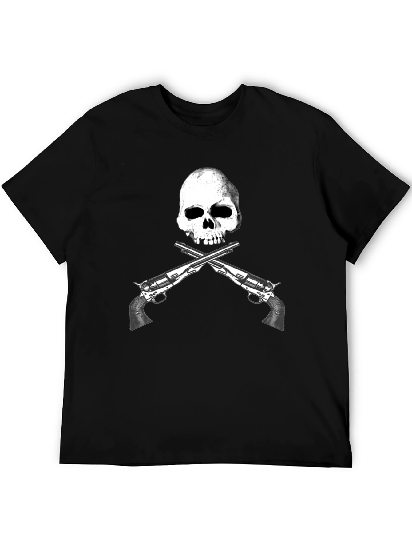 Camiseta Negra Calavera y Pistolas Cruzadas - Diseño Único