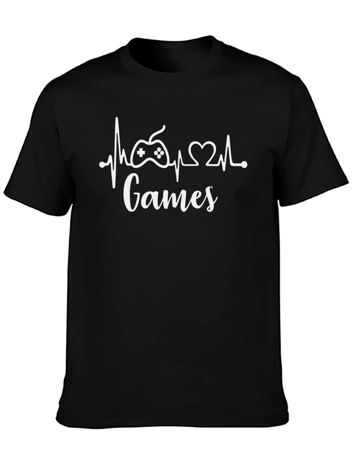Camiseta Negra Juegos - Ritmo Cardíaco Gamer