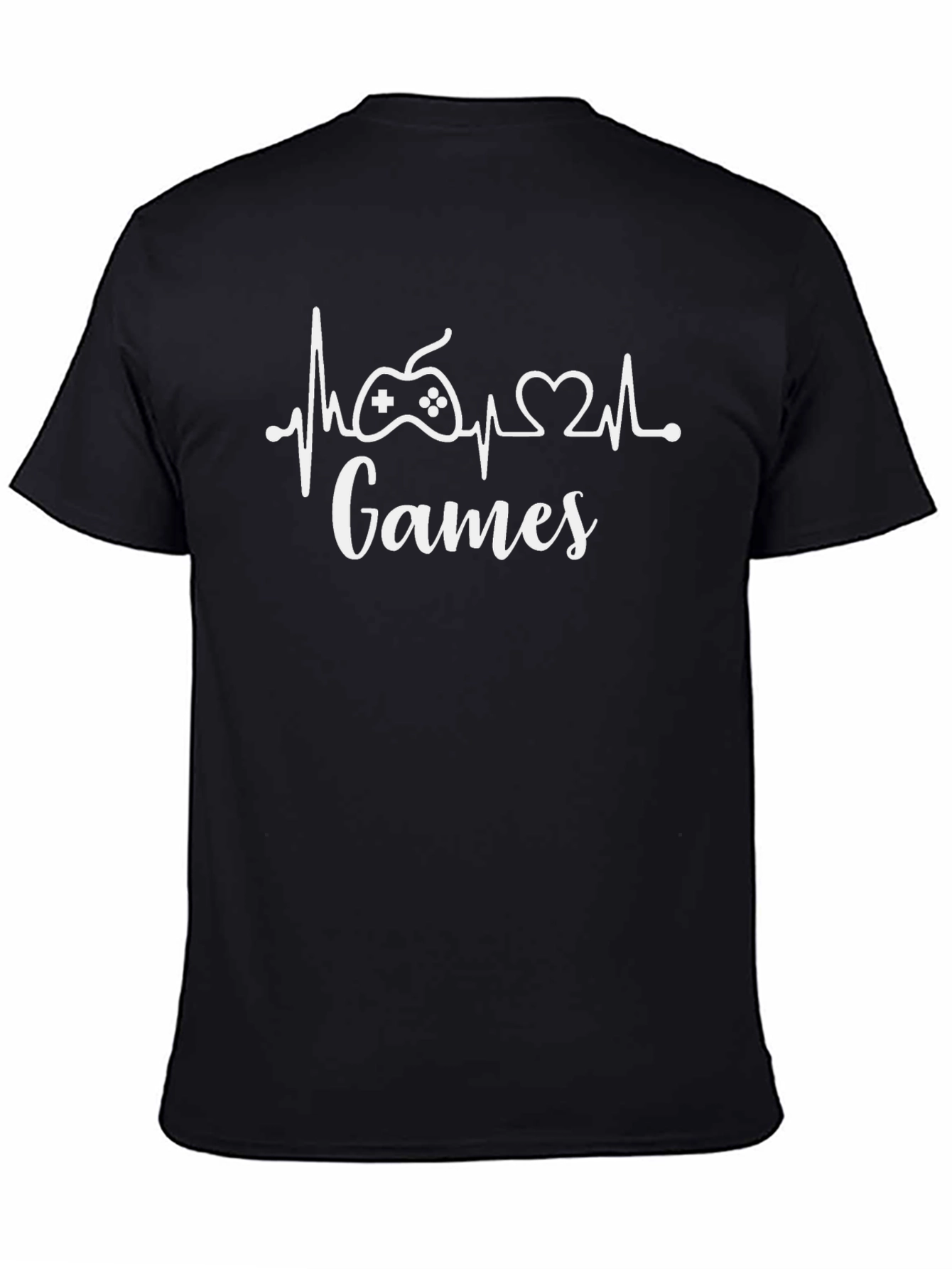 Camiseta Negra Juegos - Ritmo Cardíaco Gamer