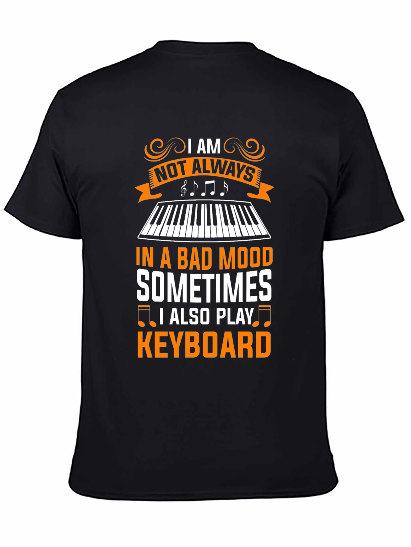 Camiseta Negra con Diseño de Teclado Musical