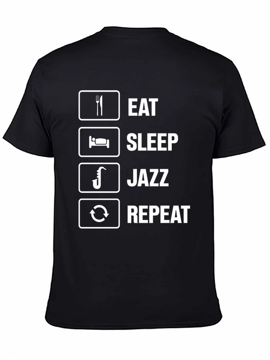 Camiseta Eat Sleep Jazz Repeat Negra