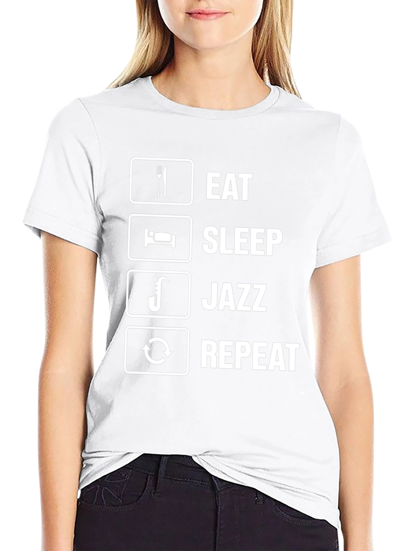 Camiseta Eat Sleep Jazz Repeat Negra