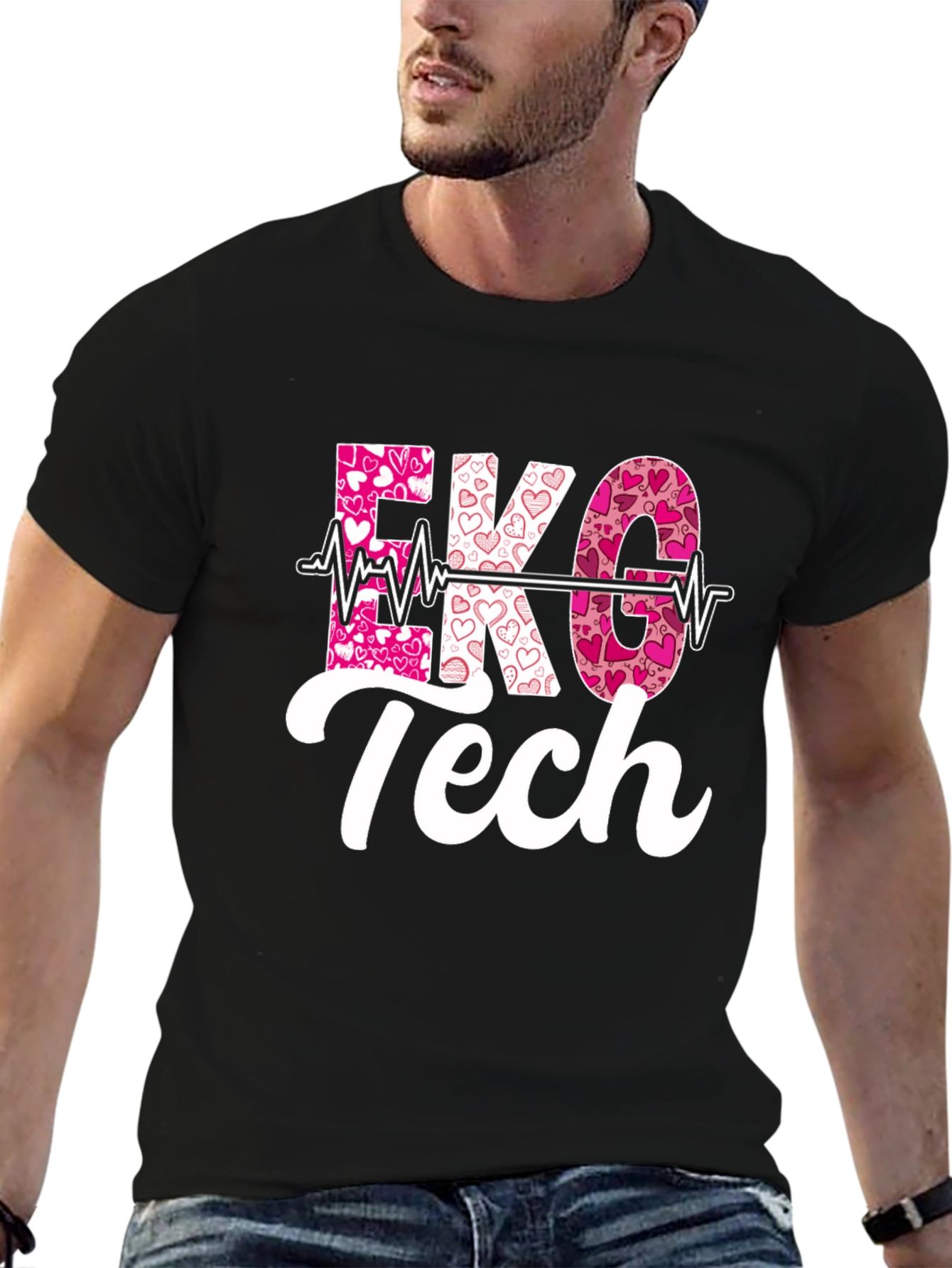 Camiseta EKG Tech Corazones San Valentín