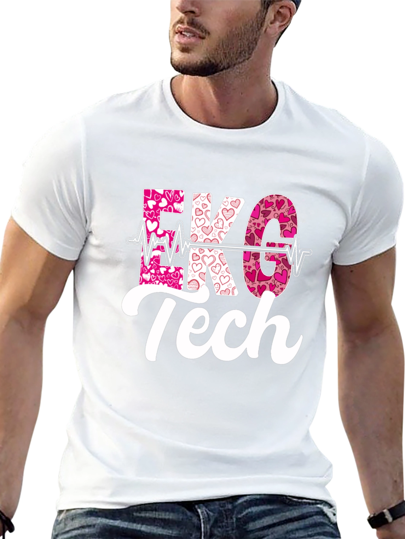 Camiseta EKG Tech Corazones San Valentín