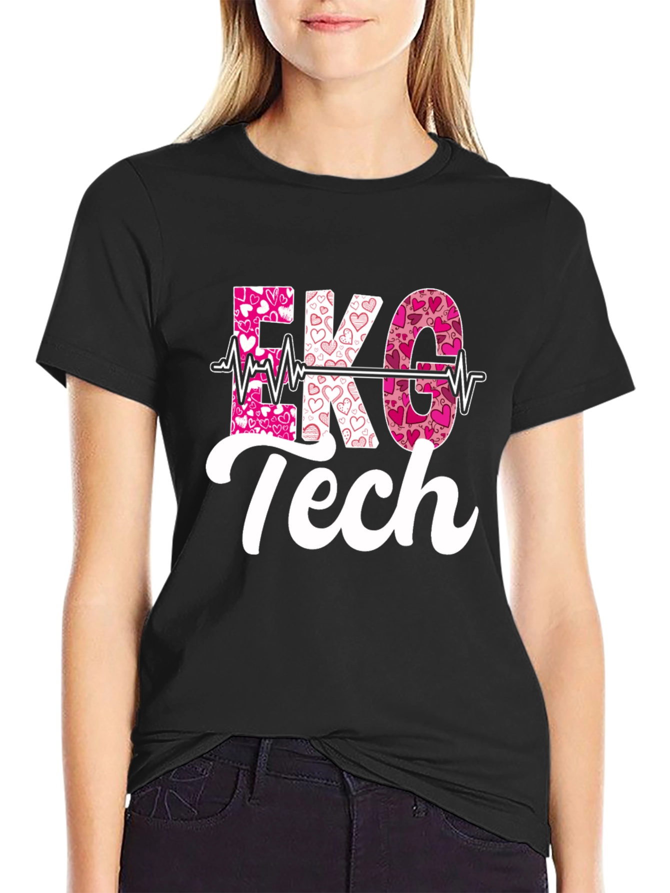 Camiseta EKG Tech Corazones San Valentín