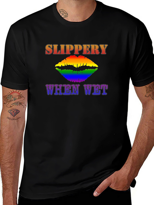 Camiseta Negra Slippery When Wet LGBT