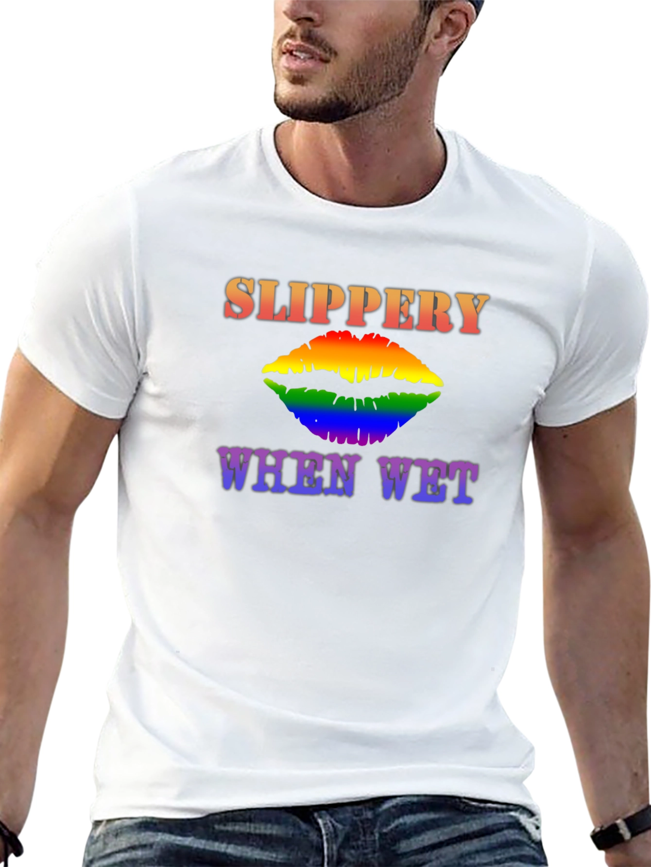 Camiseta Negra Slippery When Wet LGBT