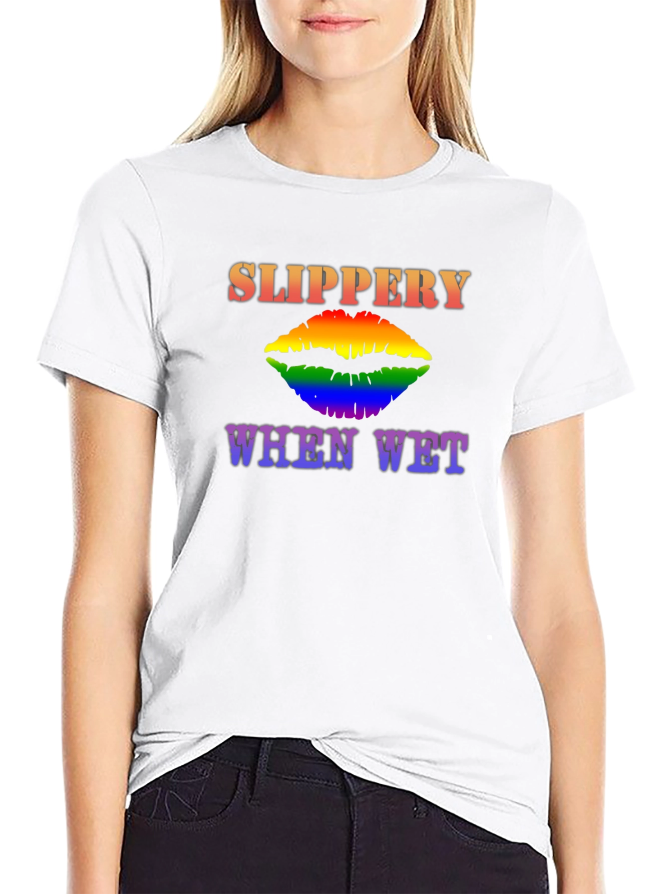 Camiseta Negra Slippery When Wet LGBT