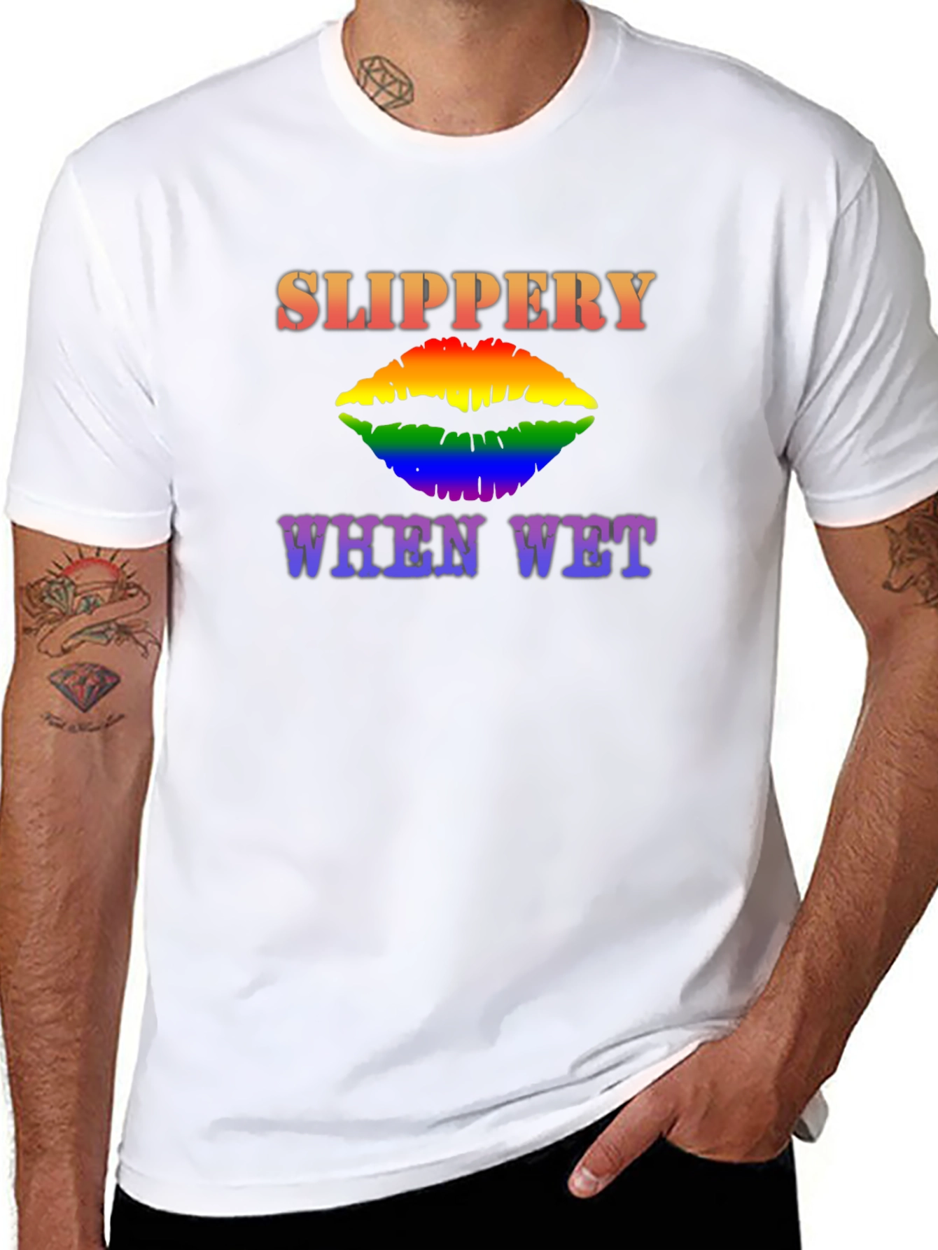 Camiseta Negra Slippery When Wet LGBT