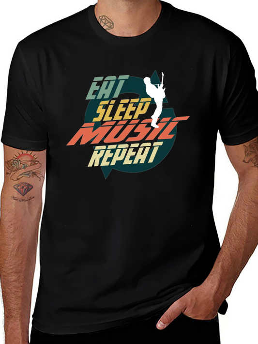 Camiseta Negra Eat Sleep Music Repeat