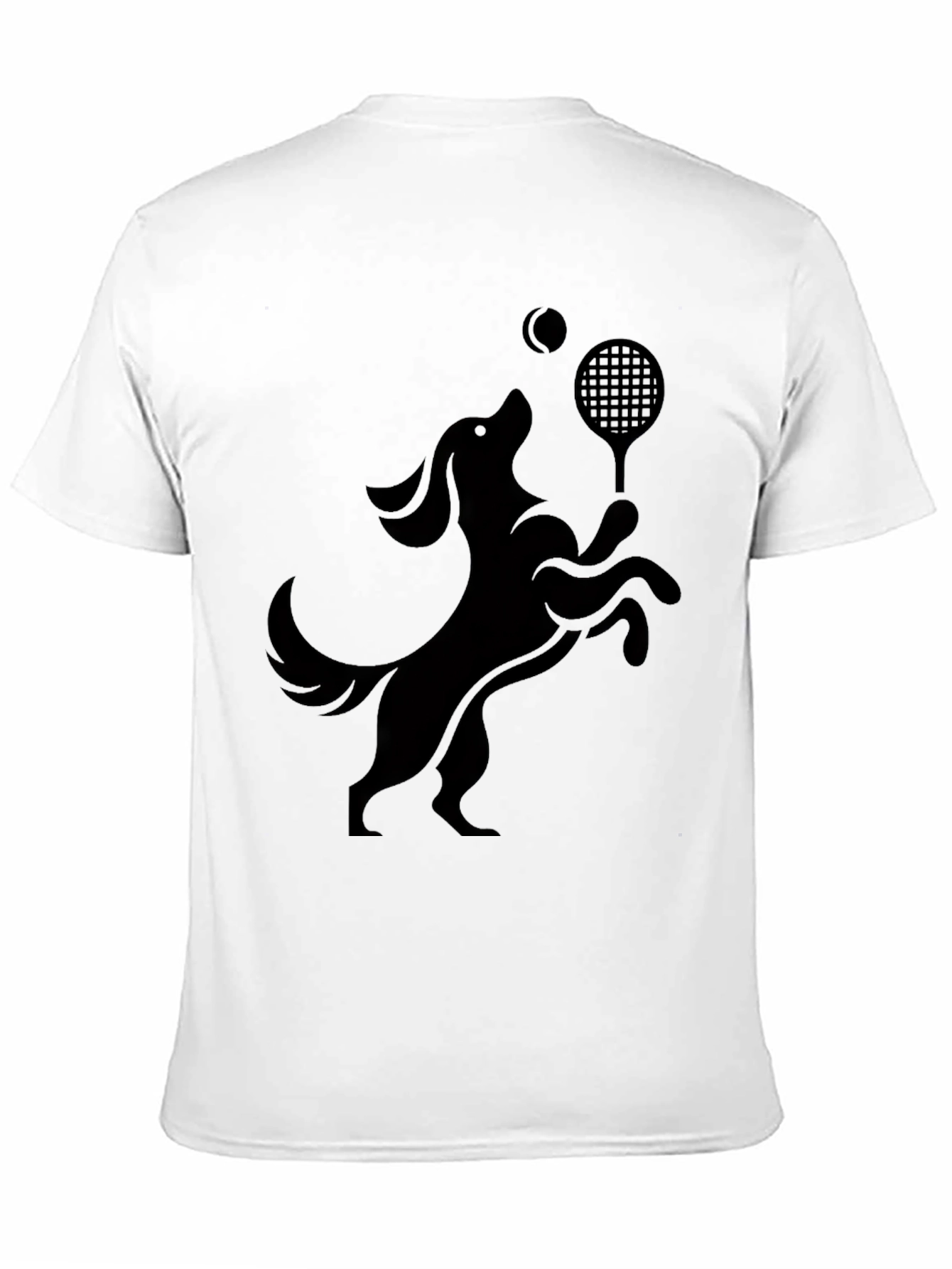 Camiseta Negra Perro Jugando Tenis