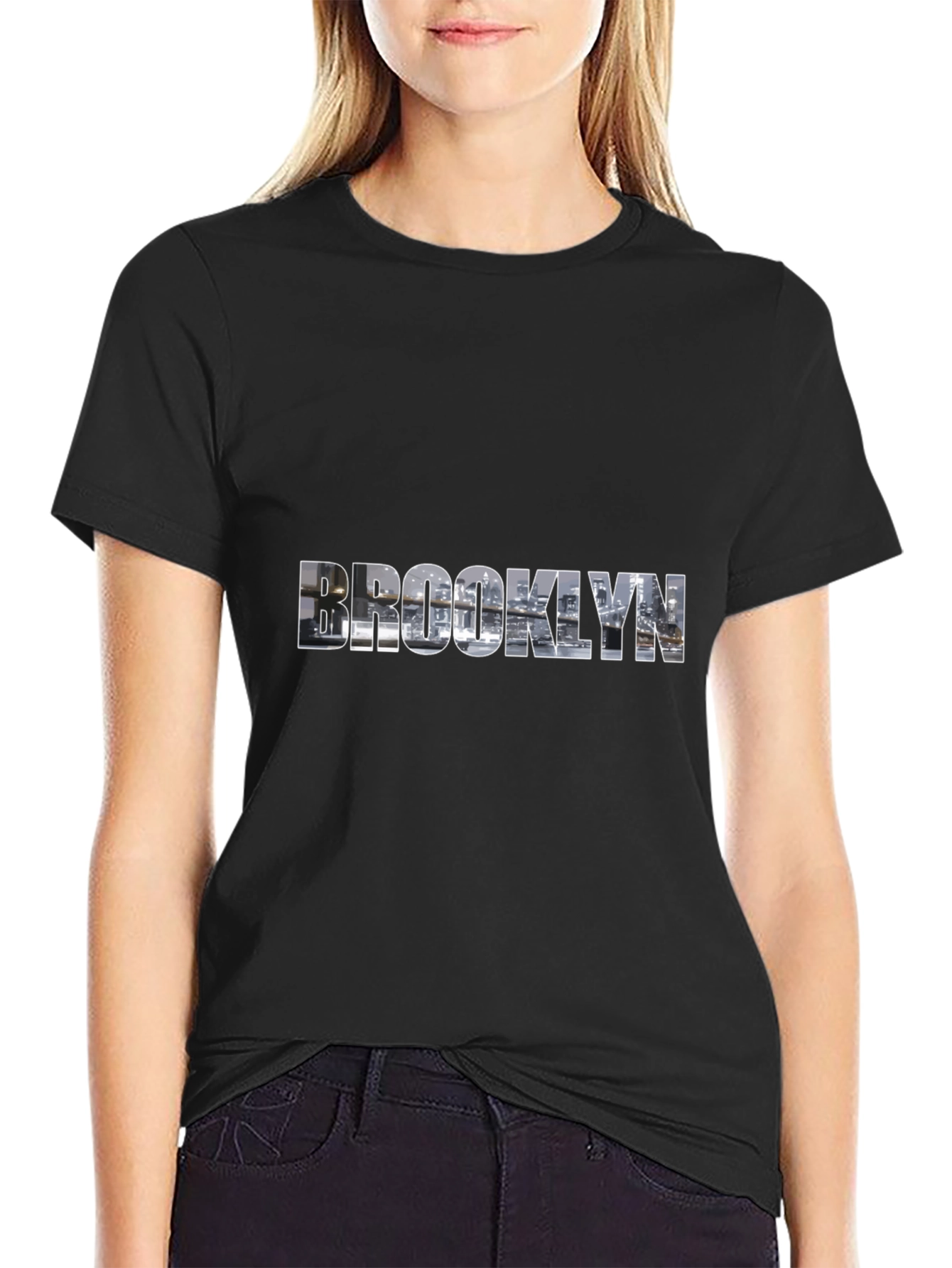 Camiseta Negra Brooklyn Skyline