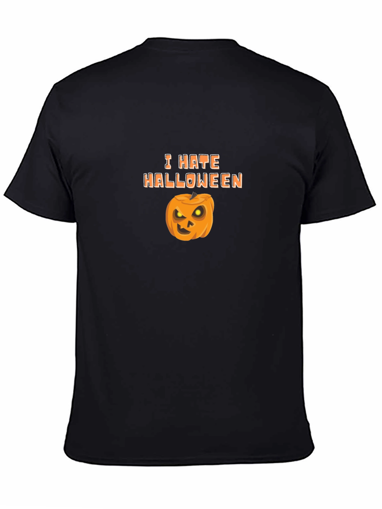 Camiseta Negra Odio Halloween con Calabaza
