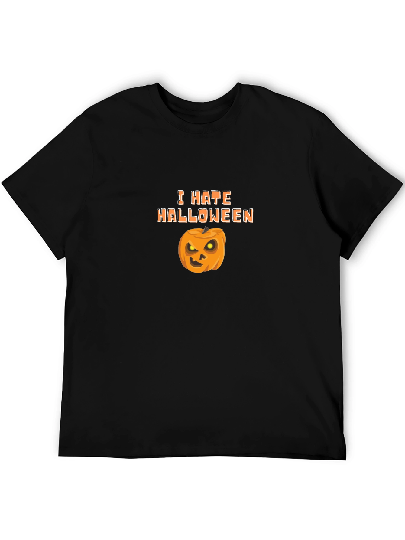 Camiseta Negra Odio Halloween con Calabaza