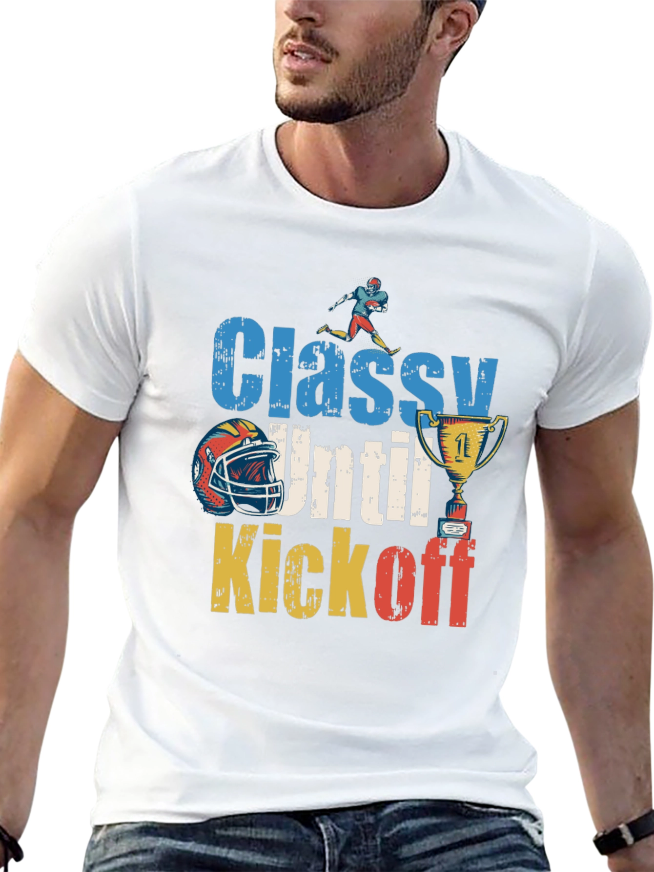 Camiseta Divertida Fútbol Americano - Classy Until Kickoff