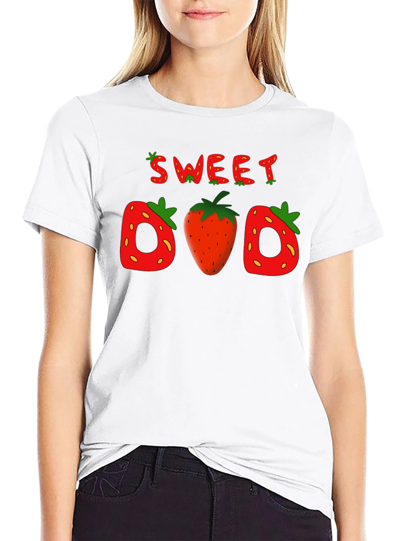 Camiseta Negra Sweet Dad con Diseño de Fresas