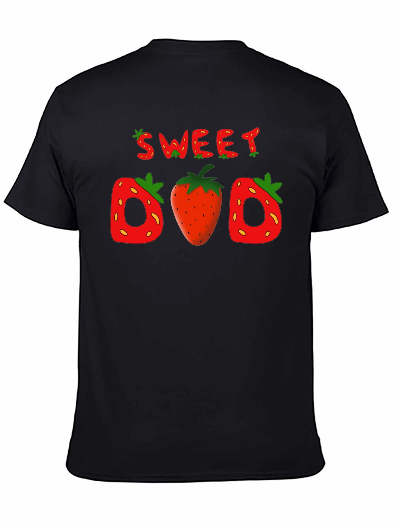 Camiseta Negra Sweet Dad con Diseño de Fresas