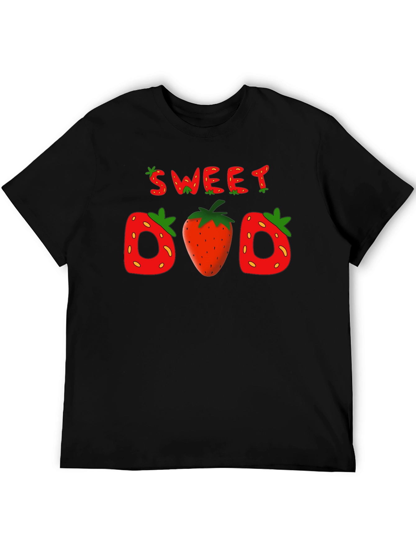Camiseta Negra Sweet Dad con Diseño de Fresas