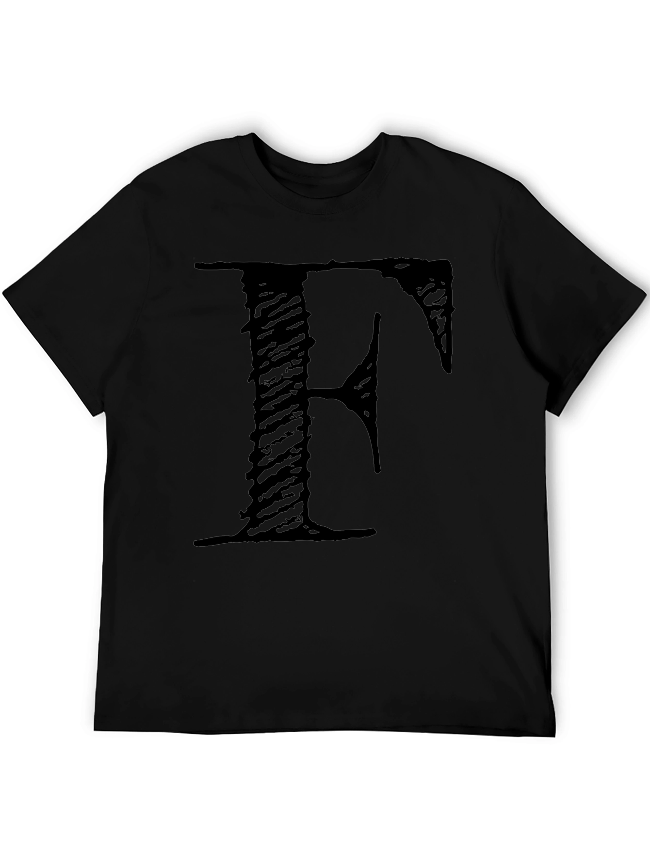 Camiseta Negra con Letra F Estilo Grunge