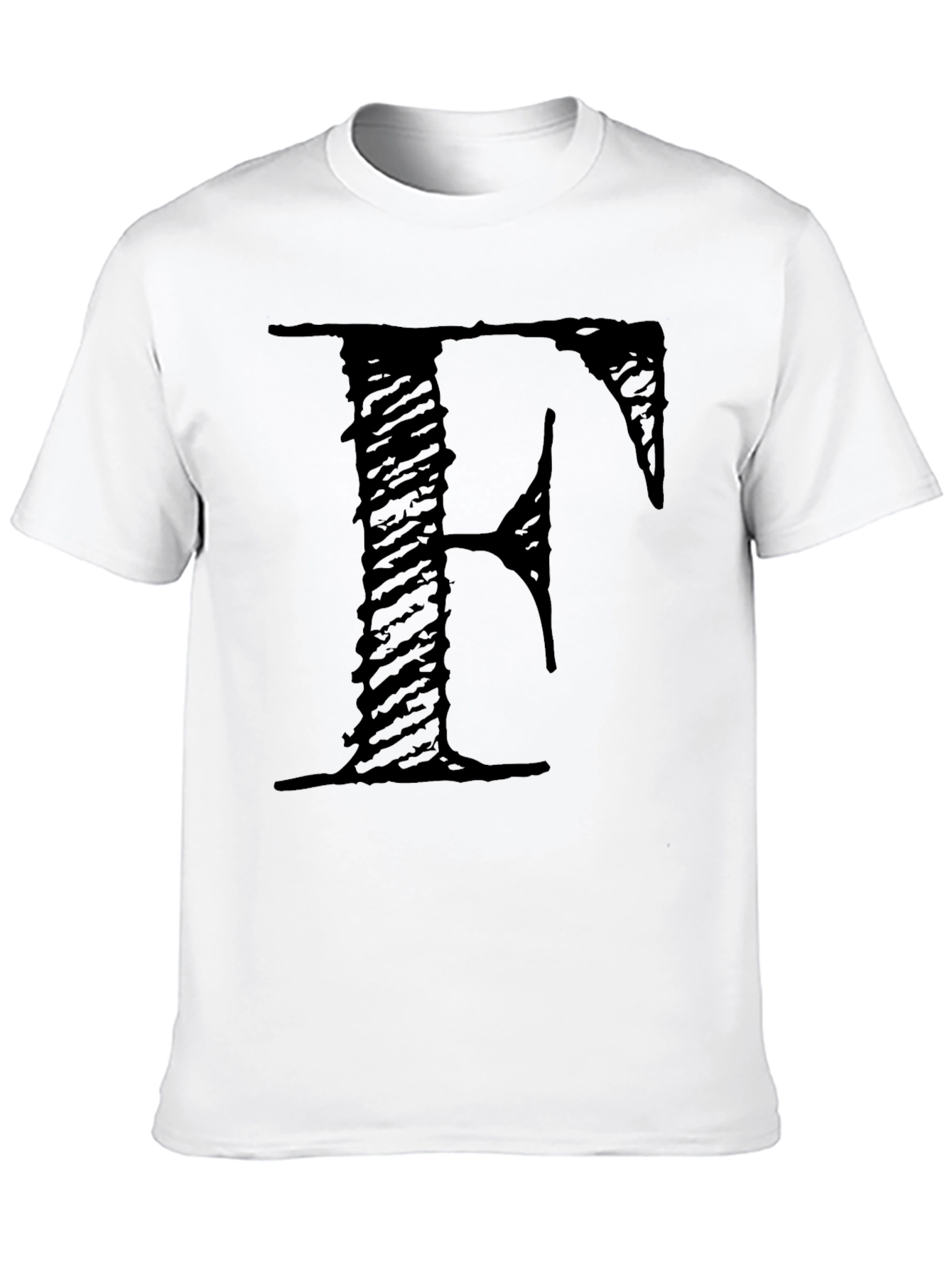 Camiseta Negra con Letra F Estilo Grunge