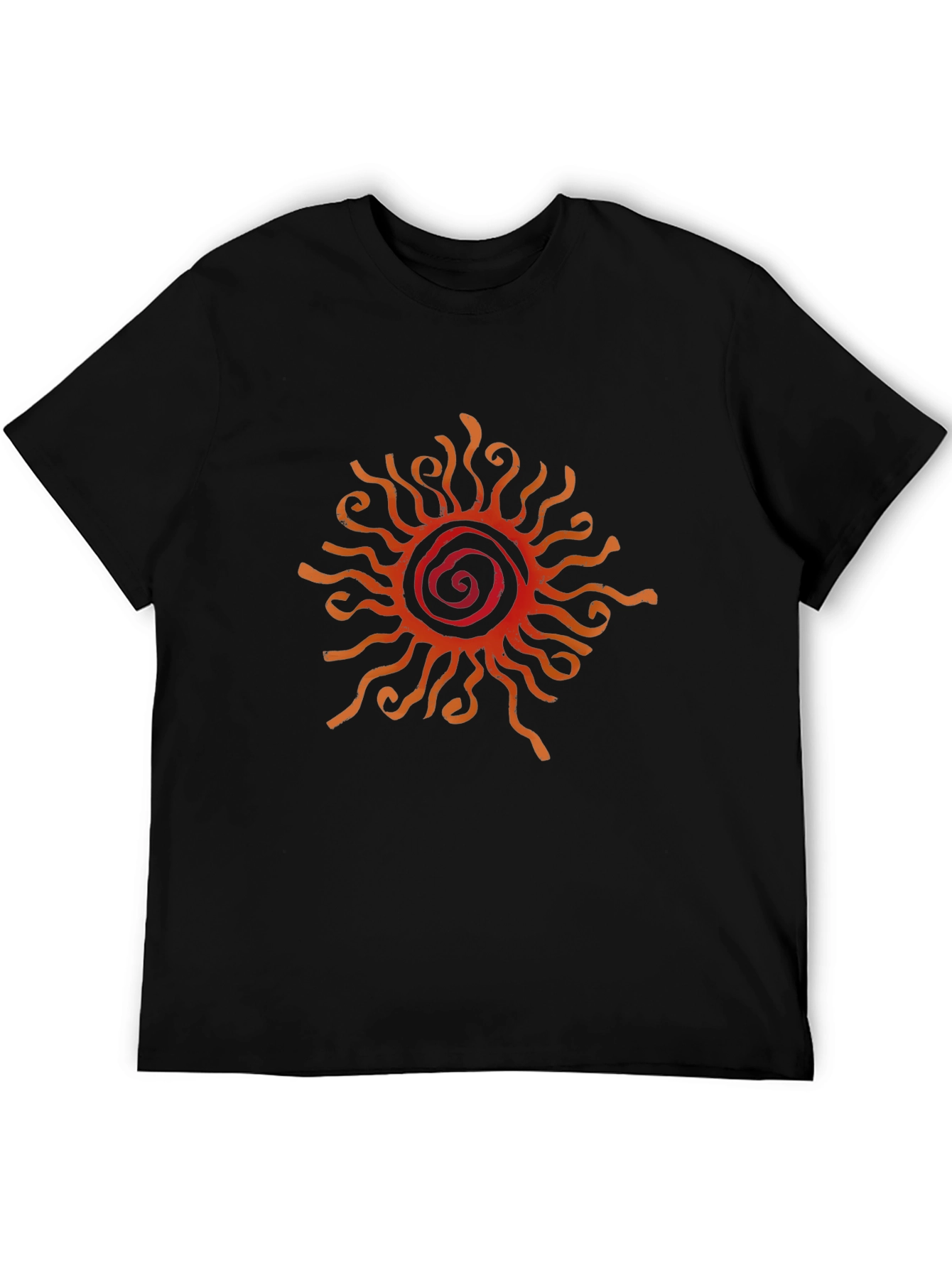 Camiseta Negra con Diseño de Sol Abstracto