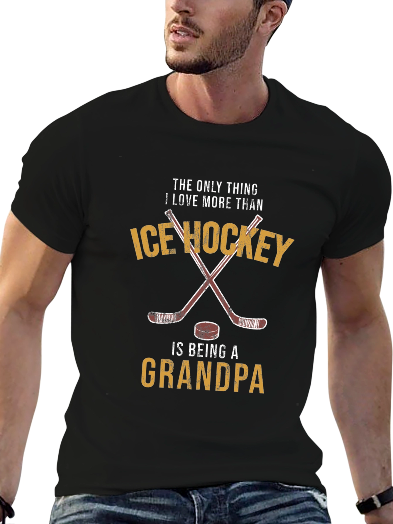 Camiseta Negra: Amo Hockey Sobre Hielo y Ser Abuelo