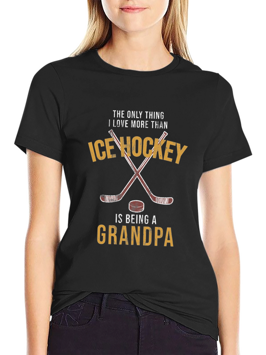 Camiseta Negra: Amo Hockey Sobre Hielo y Ser Abuelo