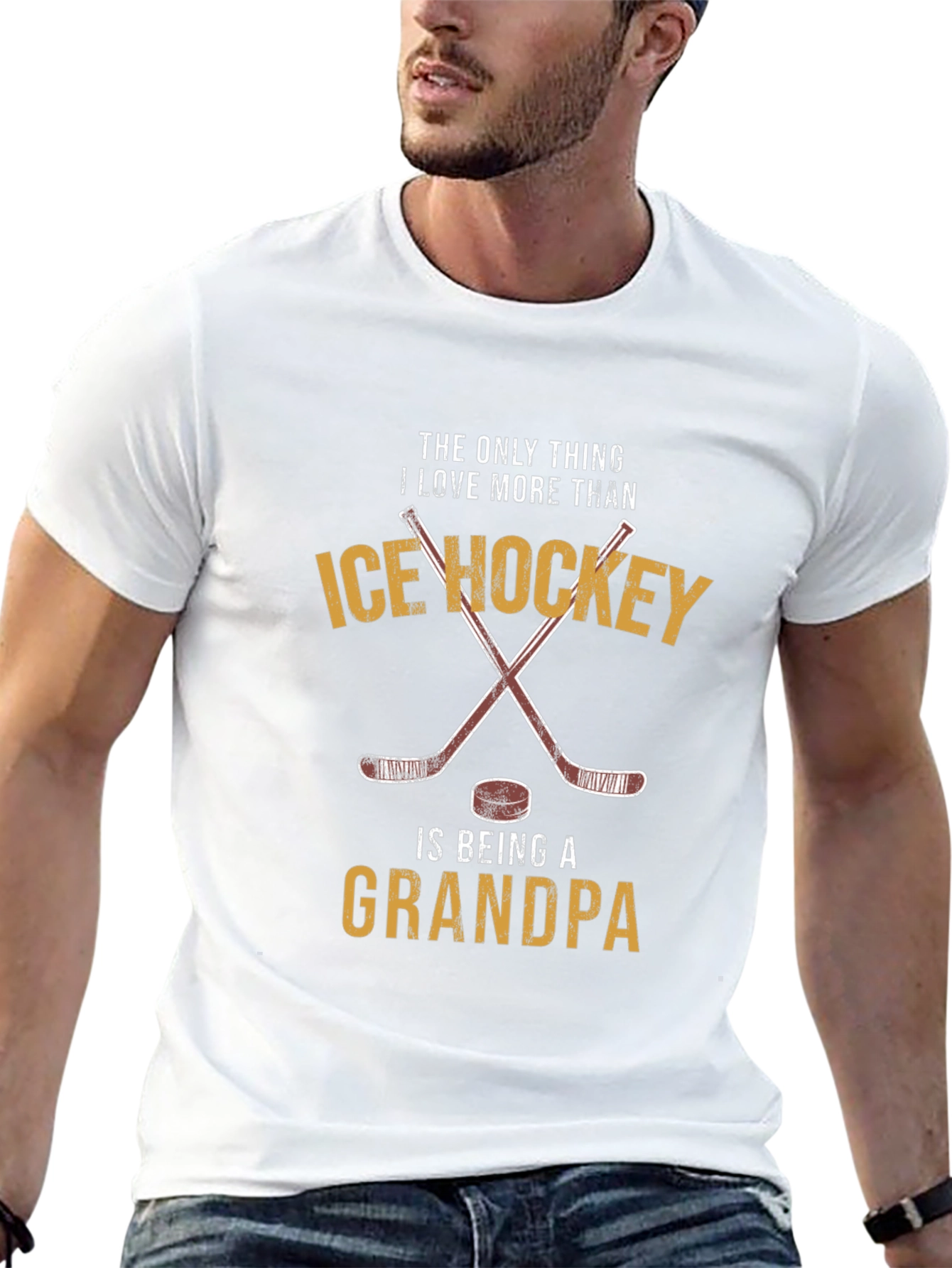 Camiseta Negra: Amo Hockey Sobre Hielo y Ser Abuelo