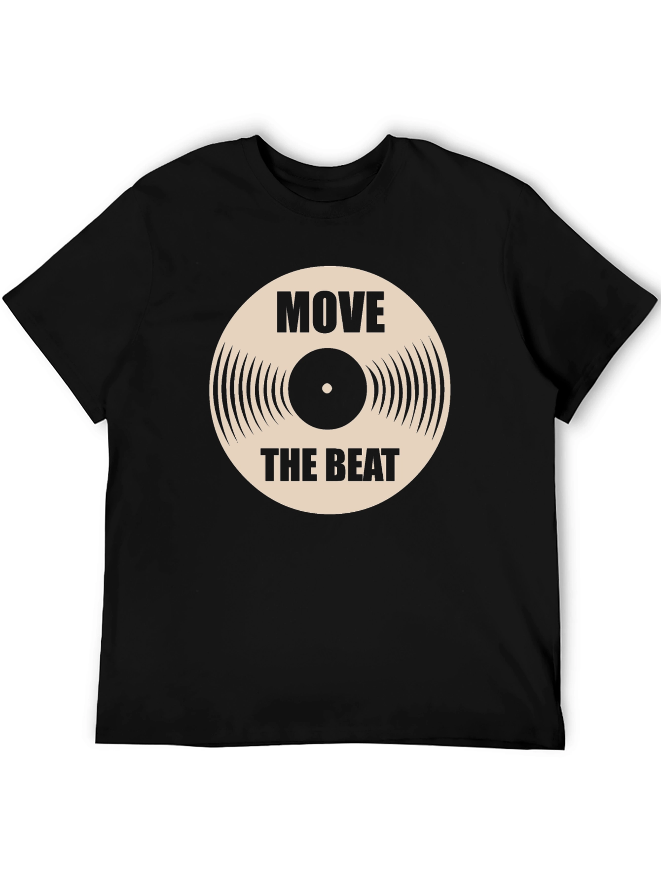 Camiseta Negra con Diseño de Vinilo Move The Beat