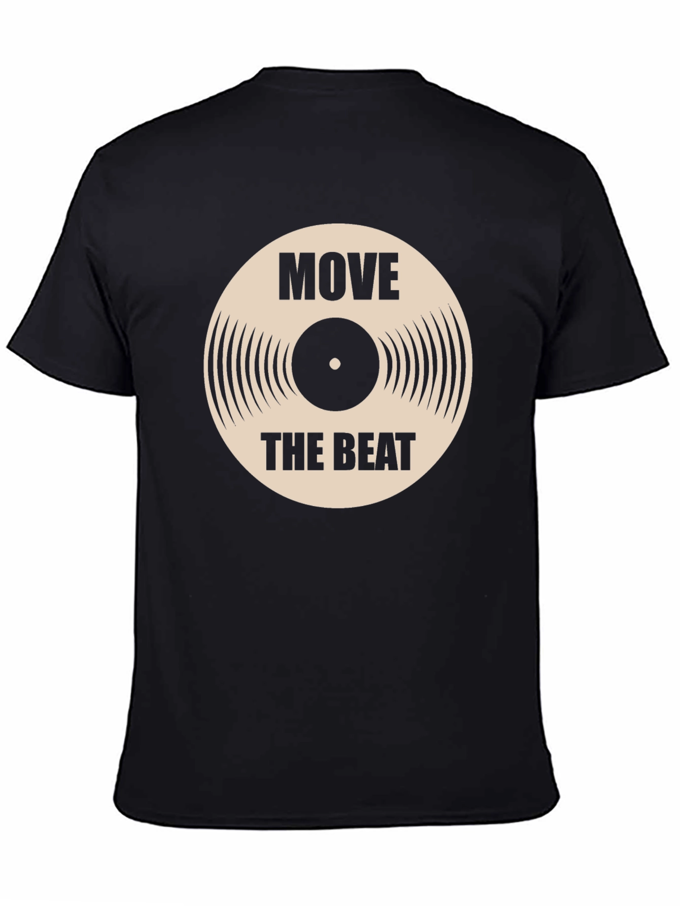 Camiseta Negra con Diseño de Vinilo Move The Beat