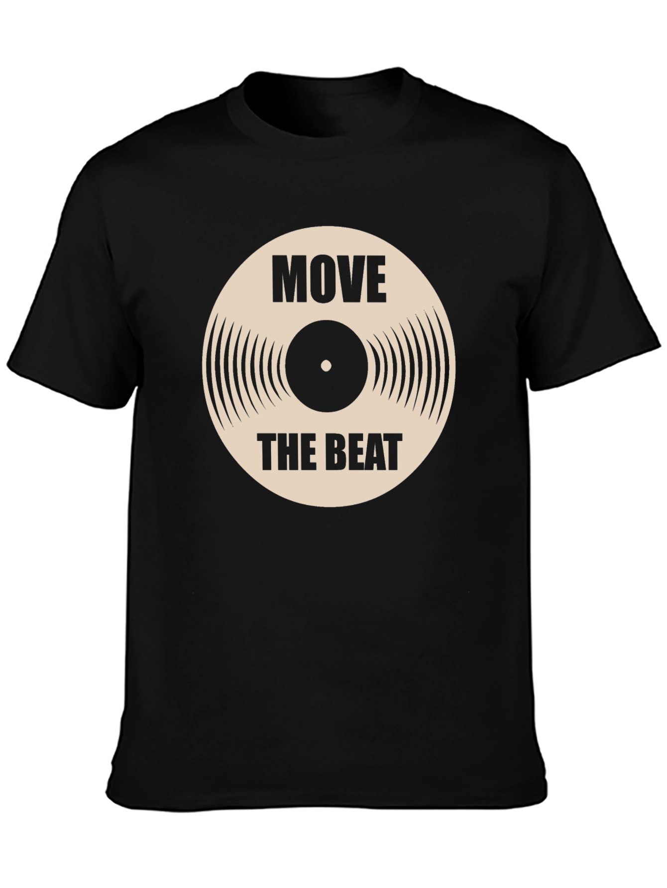 Camiseta Negra con Diseño de Vinilo Move The Beat