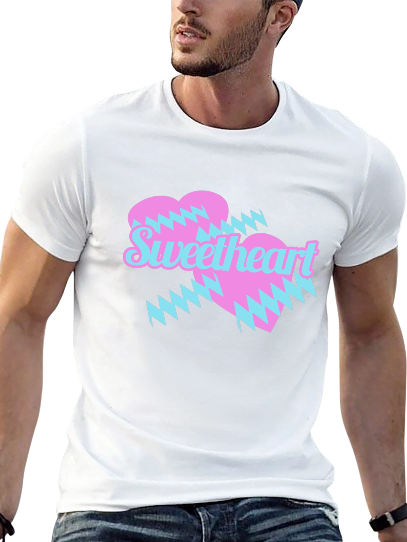 Camiseta Negra Sweetheart Diseño Corazones Retro