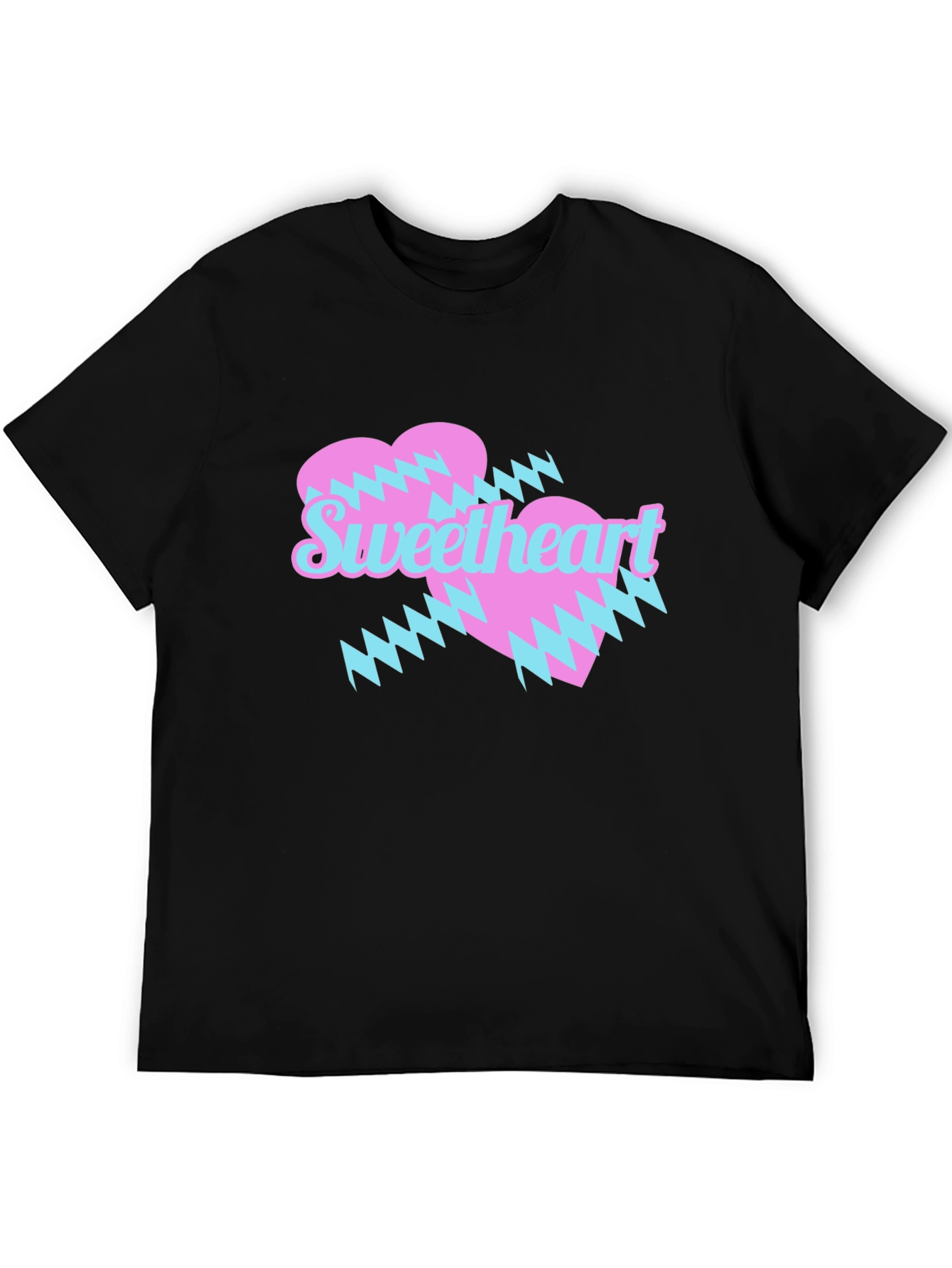 Camiseta Negra Sweetheart Diseño Corazones Retro