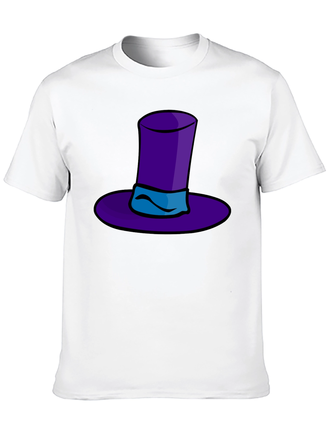 Camiseta Negra con Sombrero de Copa Morado