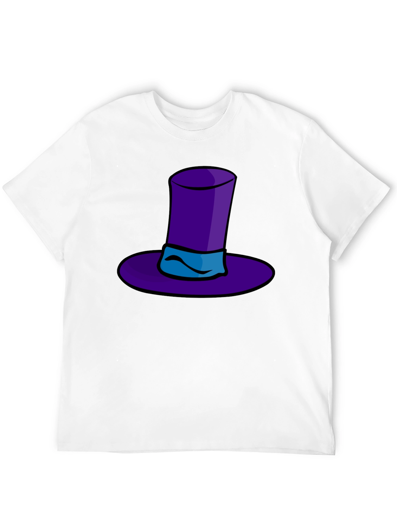 Camiseta Negra con Sombrero de Copa Morado