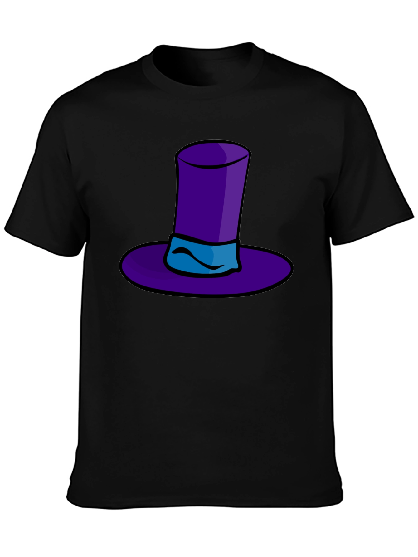 Camiseta Negra con Sombrero de Copa Morado