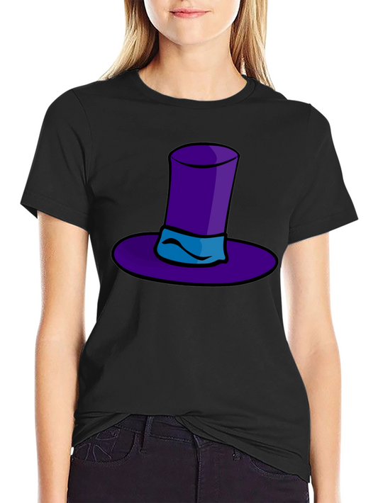 Camiseta Negra con Sombrero de Copa Morado