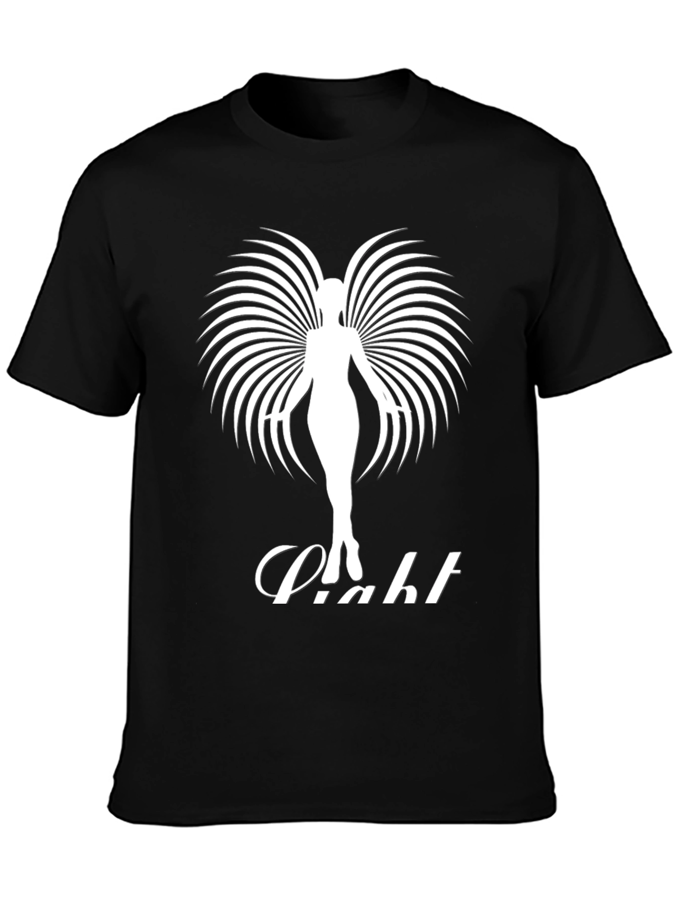 Camiseta Negra con Diseño de Ángel de Luz