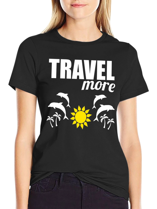 Camiseta Negra Travel More con Diseño de Verano