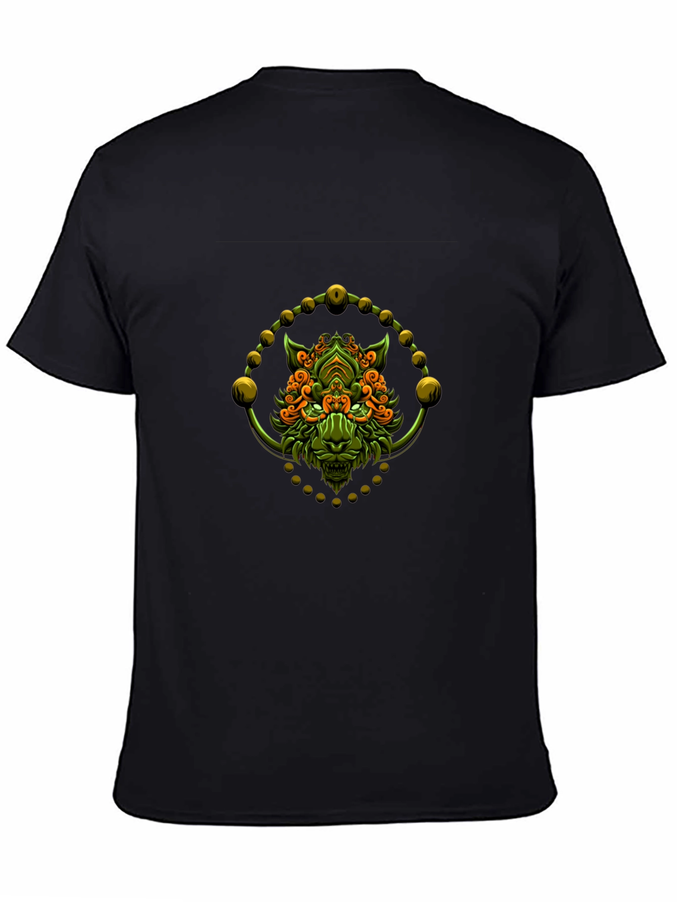 Camiseta Negra con Diseño de León Abstracto