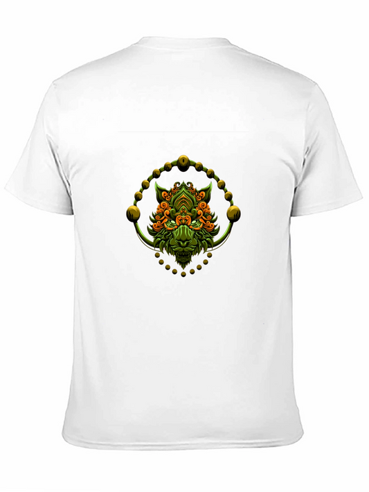 Camiseta Negra con Diseño de León Abstracto